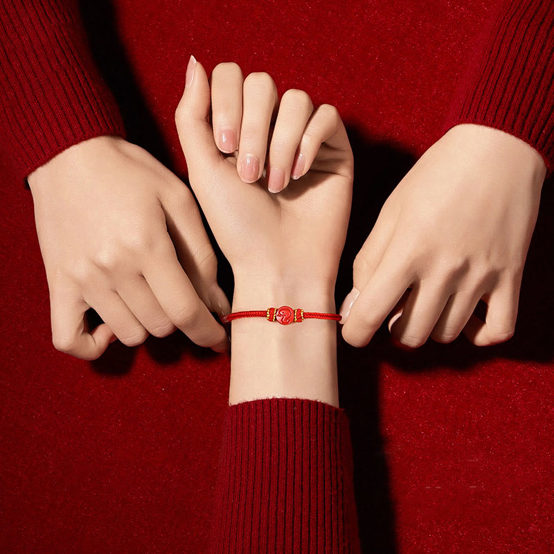 Nimara Ritual Chinese Zodiac Red String Eight Thread Peace Knot Cinnabar Protection Luck Bracelet