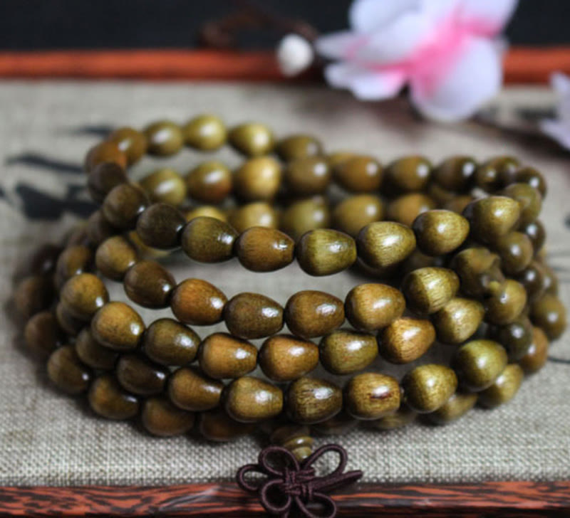 Nimara Ritual 108 Mala Teardrop Beads Natural Phoebe Zhennan Wood Protection Bracelet