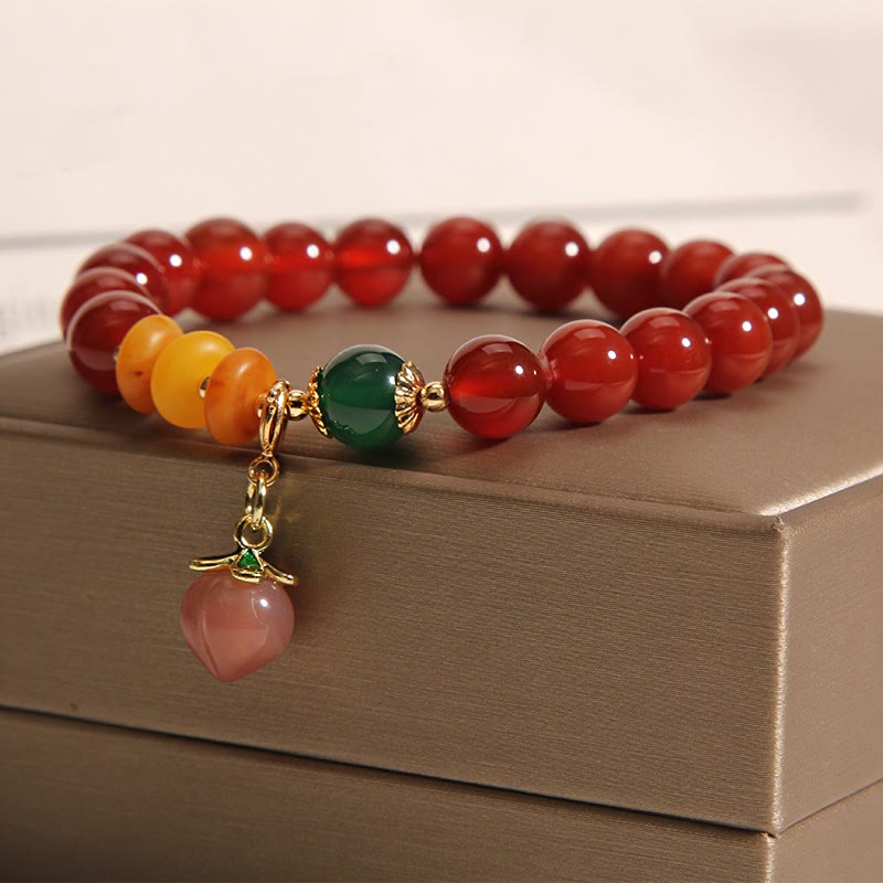 Nimara Ritual Red Agate Amber Peach Charm Self-acceptance Bracelet