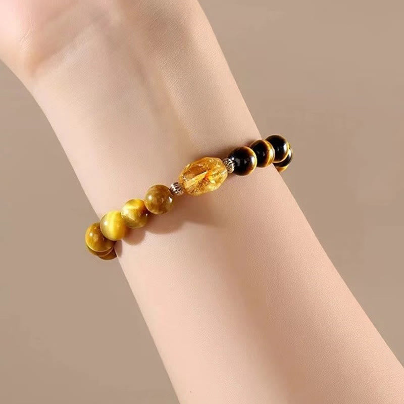 Nimara Ritual Natural Yellow Black Tiger Eye Citrine Strength Bracelet