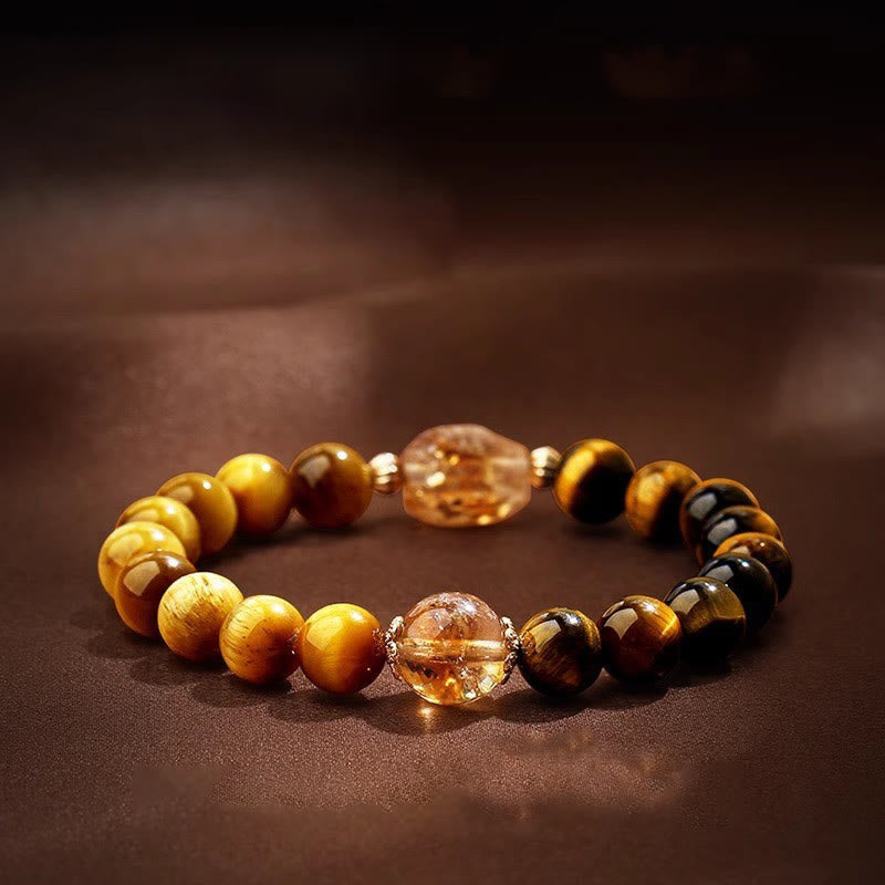 Nimara Ritual Natural Yellow Black Tiger Eye Citrine Strength Bracelet