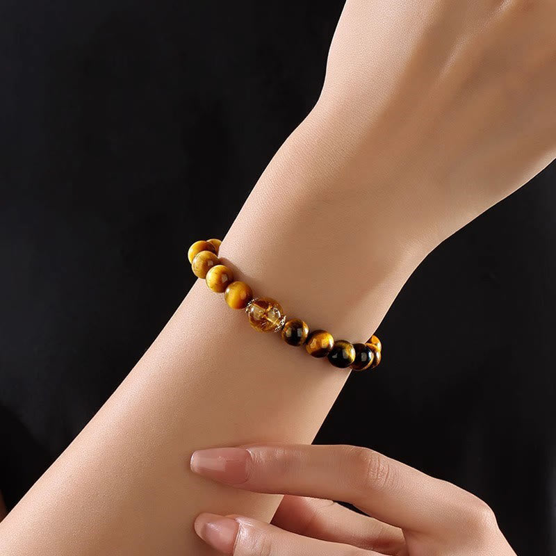 Nimara Ritual Natural Yellow Black Tiger Eye Citrine Strength Bracelet