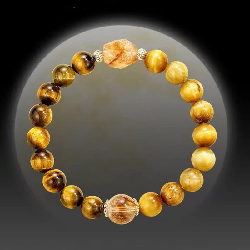Nimara Ritual Natural Yellow Black Tiger Eye Citrine Strength Bracelet
