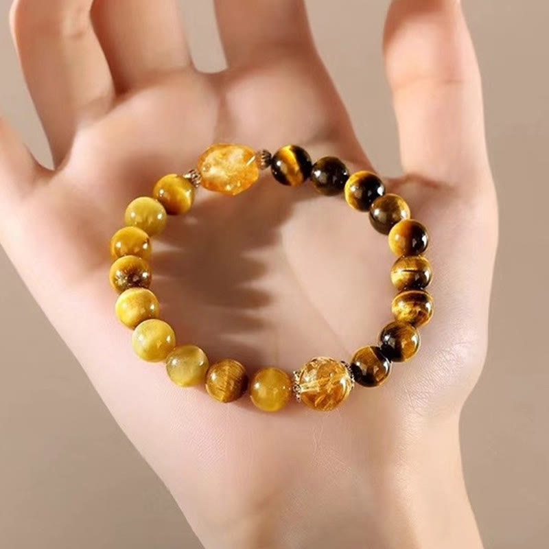 Nimara Ritual Natural Yellow Black Tiger Eye Citrine Strength Bracelet