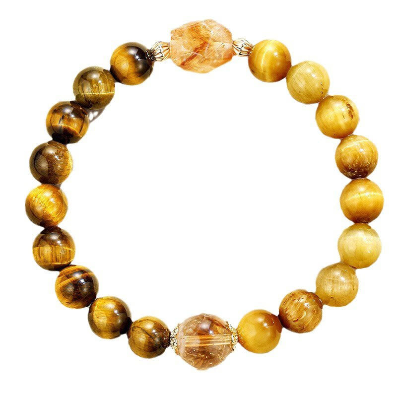 Nimara Ritual Natural Yellow Black Tiger Eye Citrine Strength Bracelet