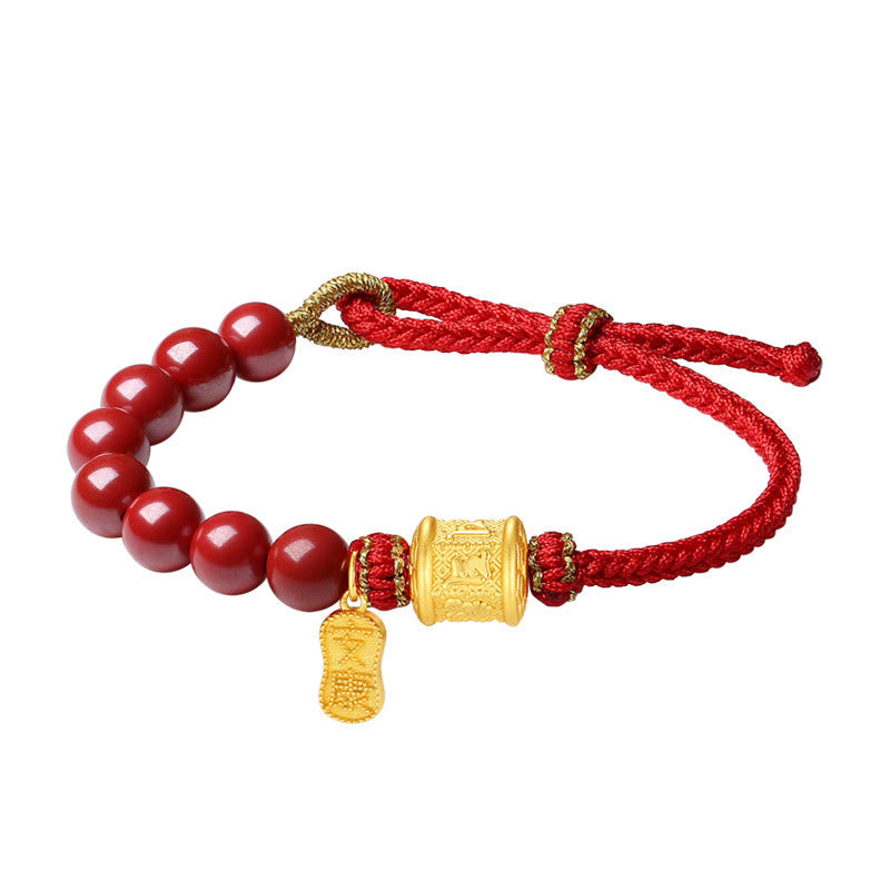Nimara Ritual 999 Sterling Silver Six True Words Om Mani Padme Hum Cinnabar Blessing String Bracelet