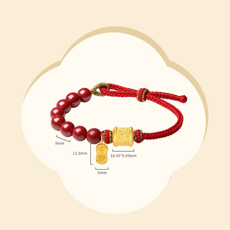 Nimara Ritual 999 Sterling Silver Six True Words Om Mani Padme Hum Cinnabar Blessing String Bracelet