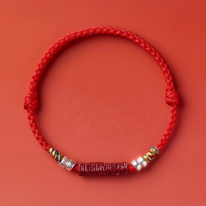 Nimara Ritual 925 Sterling Silver Om Mani Padme Hum Cinnabar Blessing Child Adult Bracelet