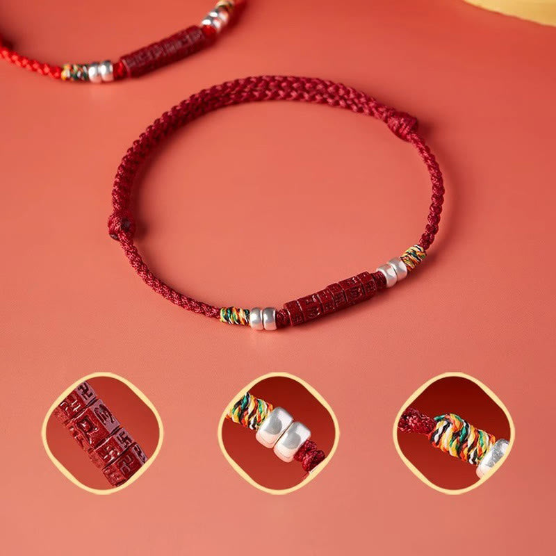 Nimara Ritual 925 Sterling Silver Om Mani Padme Hum Cinnabar Blessing Child Adult Bracelet
