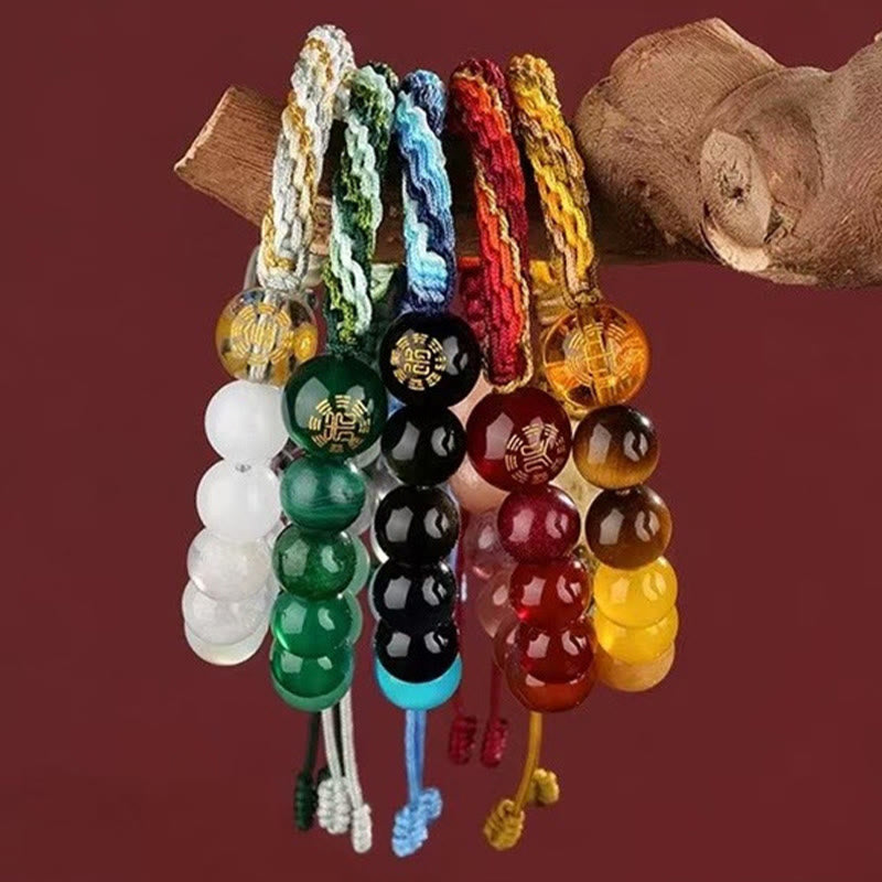 Nimara Ritual Five Elements Various Crystal Agate Wealth Reincarnation Knot Braid Bracelet
