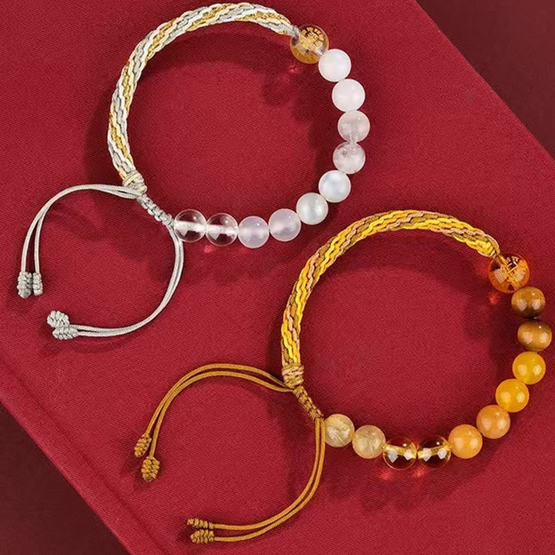 Nimara Ritual Five Elements Various Crystal Agate Wealth Reincarnation Knot Braid Bracelet