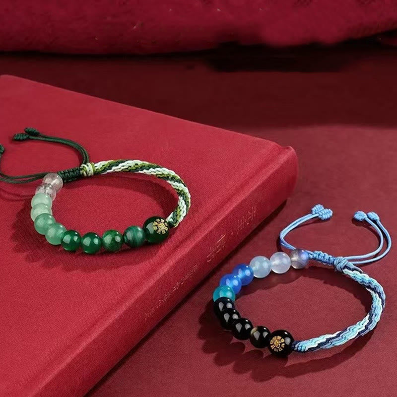 Nimara Ritual Five Elements Various Crystal Agate Wealth Reincarnation Knot Braid Bracelet