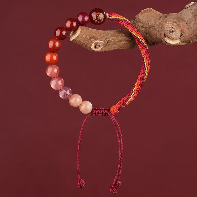 Nimara Ritual Five Elements Various Crystal Agate Wealth Reincarnation Knot Braid Bracelet