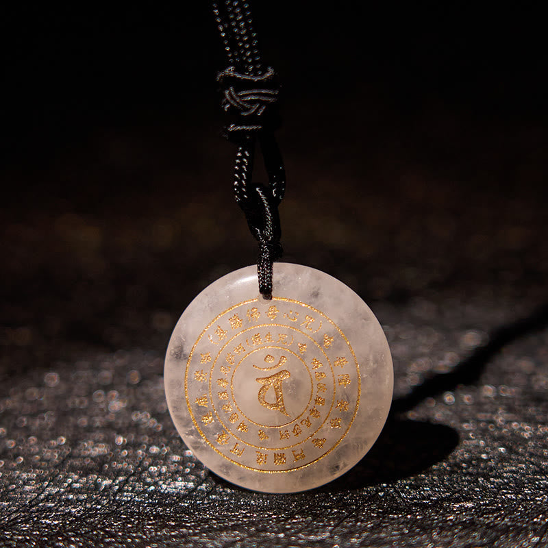 Nimara Ritual Vairocana Tathagata Sanskrit Mantra Various Crystal Black Obsidian Green Aventurine Strength Necklace Pendant