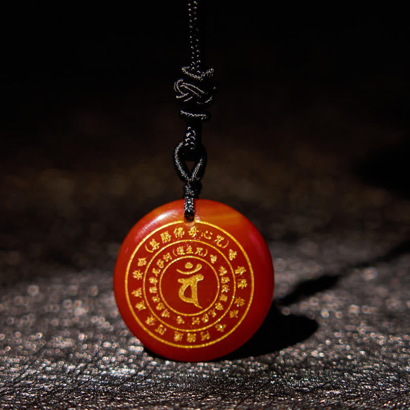 Nimara Ritual Vairocana Tathagata Sanskrit Mantra Various Crystal Black Obsidian Green Aventurine Strength Necklace Pendant