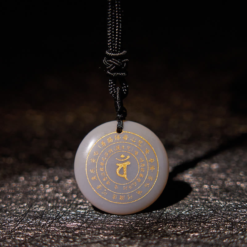 Nimara Ritual Vairocana Tathagata Sanskrit Mantra Various Crystal Black Obsidian Green Aventurine Strength Necklace Pendant