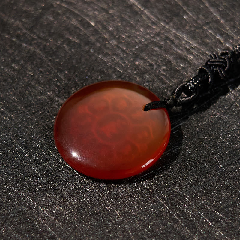 Nimara Ritual Om Mani Padme Hum Natural Various Crystal Black Obsidian Strength Necklace Pendant