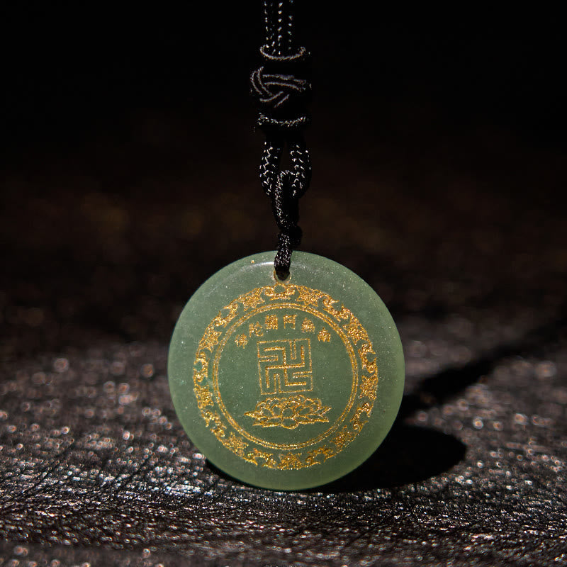 Nimara Ritual Swastika Lotus Pattern Natural Various Crystal Black Obsidian Purification Necklace Pendant