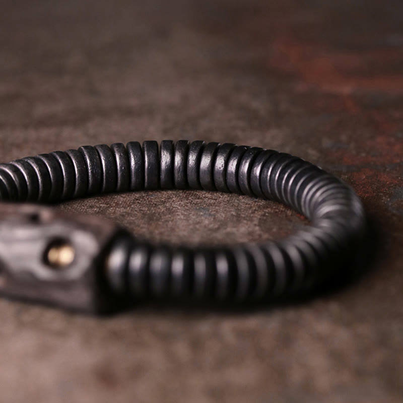 Nimara Ritual Ebony Wood Copper Brass Holey Balance Bracelet
