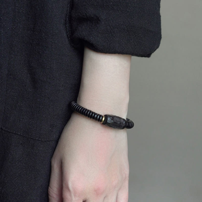 Nimara Ritual Ebony Wood Copper Brass Holey Balance Bracelet
