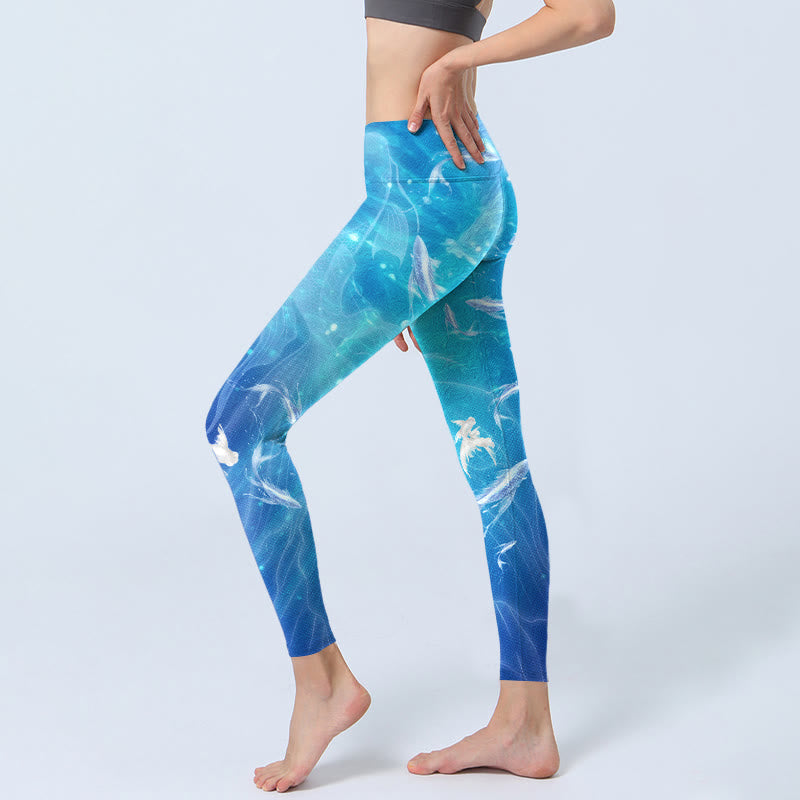 Nimara Ritual Fish In The Ocean Print Gym Leggings Women's Yoga Pants