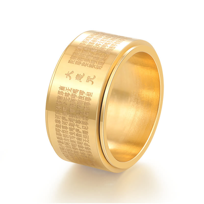 Nimara Ritual Great Compassion Mantra Carved Titanium Steel Strengthen Rotatable Ring