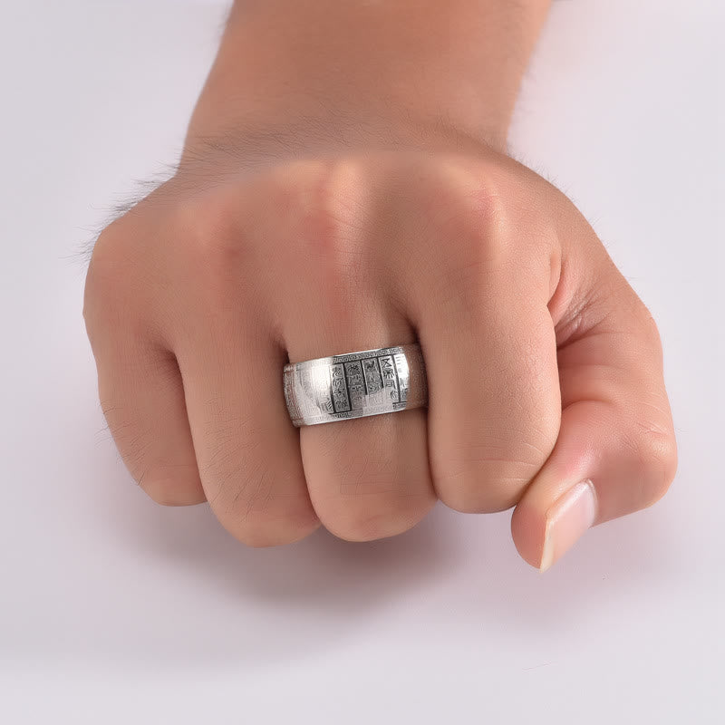 Nimara Ritual Chinese Characters Engraved Pattern Titanium Steel Balance Ring