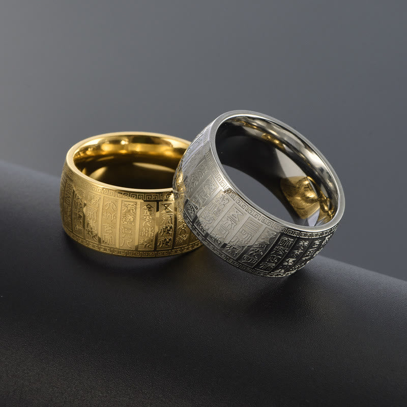 Nimara Ritual Chinese Characters Engraved Pattern Titanium Steel Balance Ring