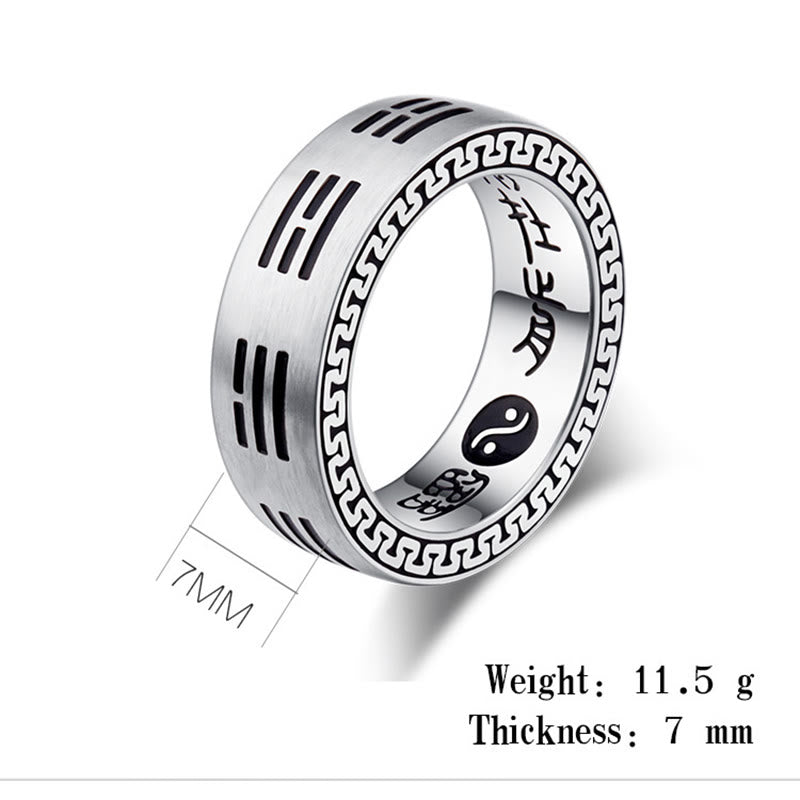 Nimara Ritual Bagua Yin Yang Taoist Nine-Character Mantra Titanium Steel Harmony Ring