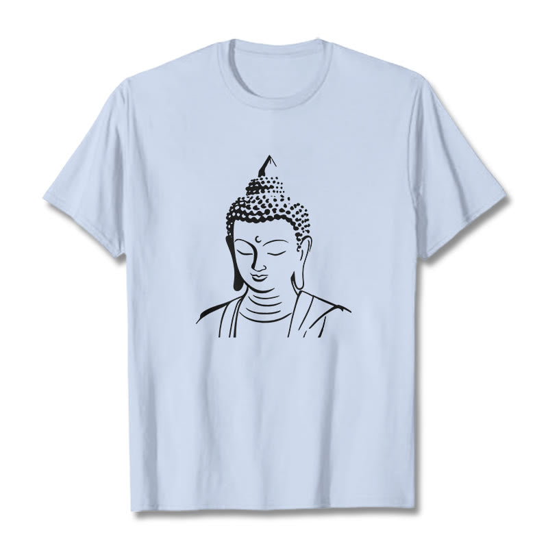 Nimara Ritual Buddha Head Pattern Cotton Tee T-shirt