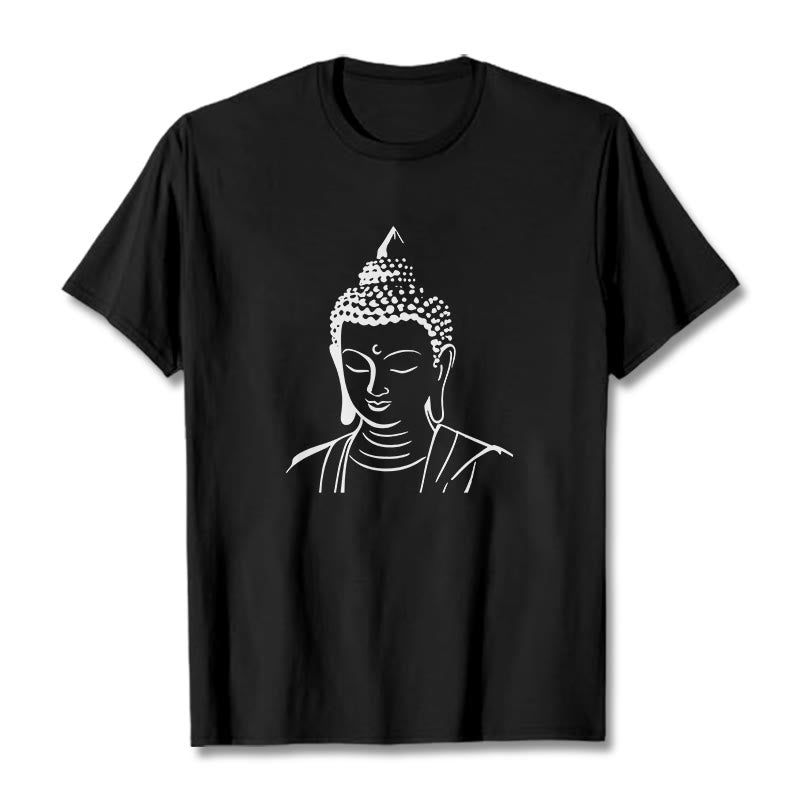 Nimara Ritual Buddha Head Pattern Cotton Tee T-shirt