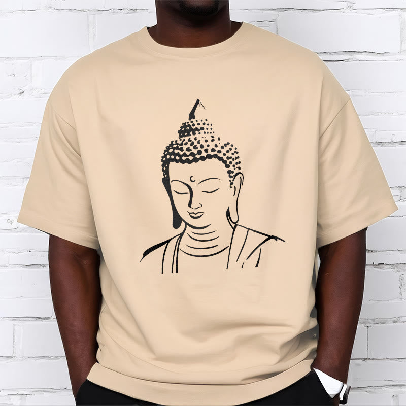 Nimara Ritual Buddha Head Pattern Cotton Tee T-shirt