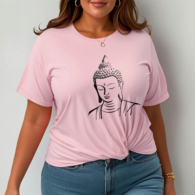 Nimara Ritual Buddha Head Pattern Cotton Tee T-shirt