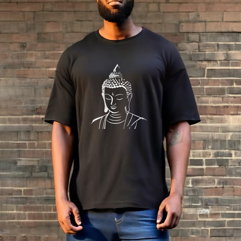 Nimara Ritual Buddha Head Pattern Cotton Tee T-shirt