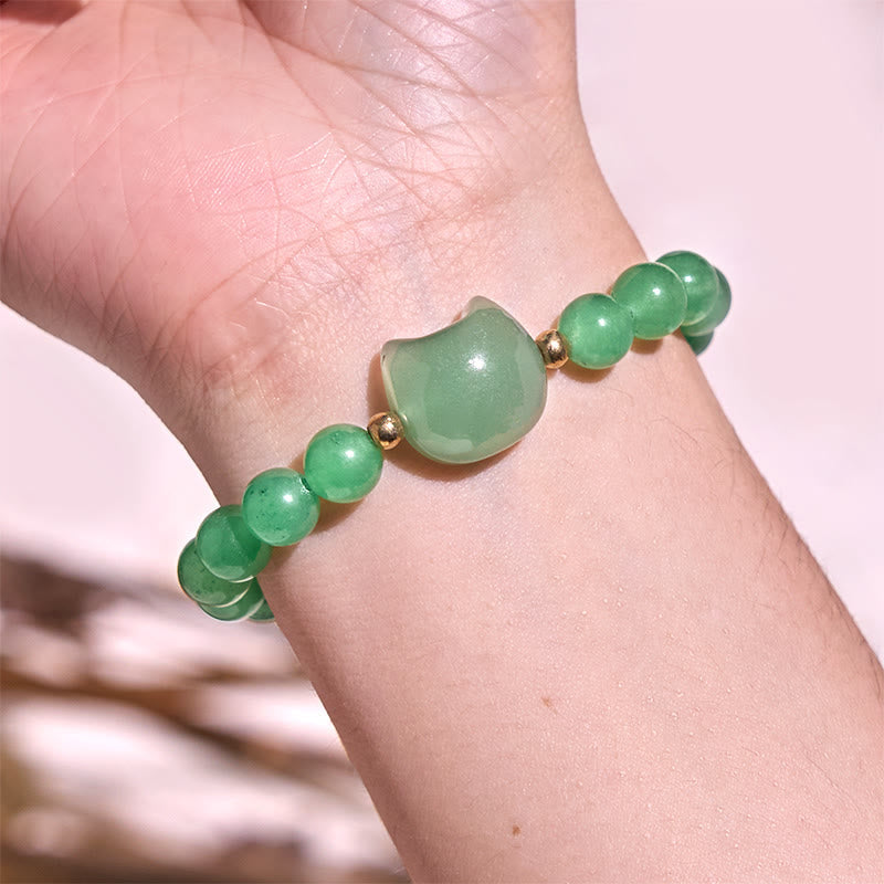 Nimara Ritual Amethyst Green Aventurine Rose Quartz Fluorite Cat Head Balance Luck Bracelet