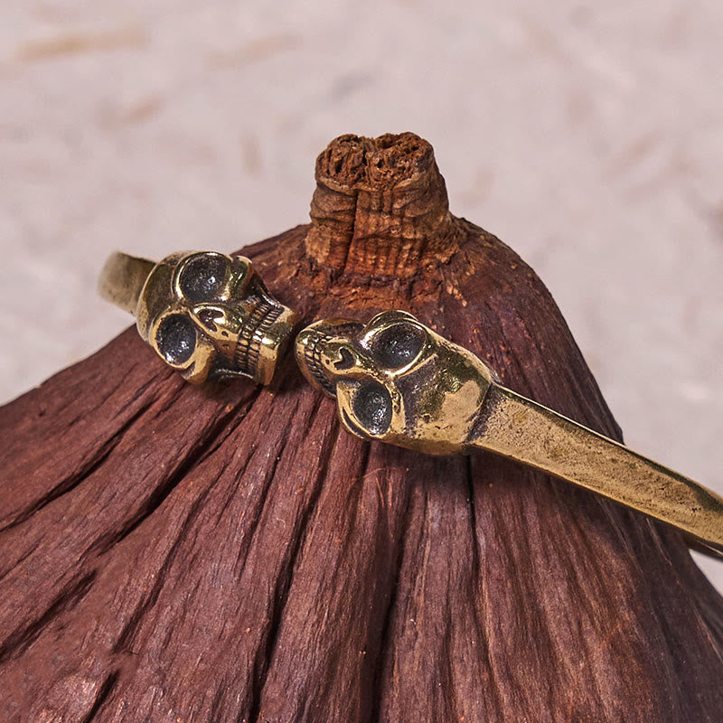 Nimara Ritual The Lord Of The Corpse Forest Copper Brass Double Skull Keep Away Evil Spirits Cuff Bracelet Bangle