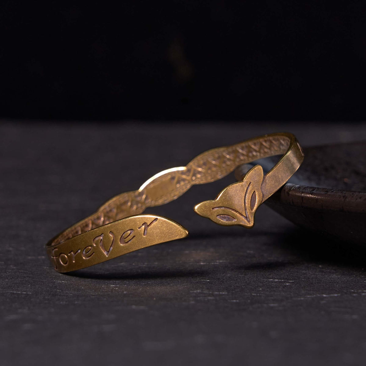 Nimara Ritual Fox Head Copper Brass 'Love You Forever' Luck Self Care Bracelet Bangle