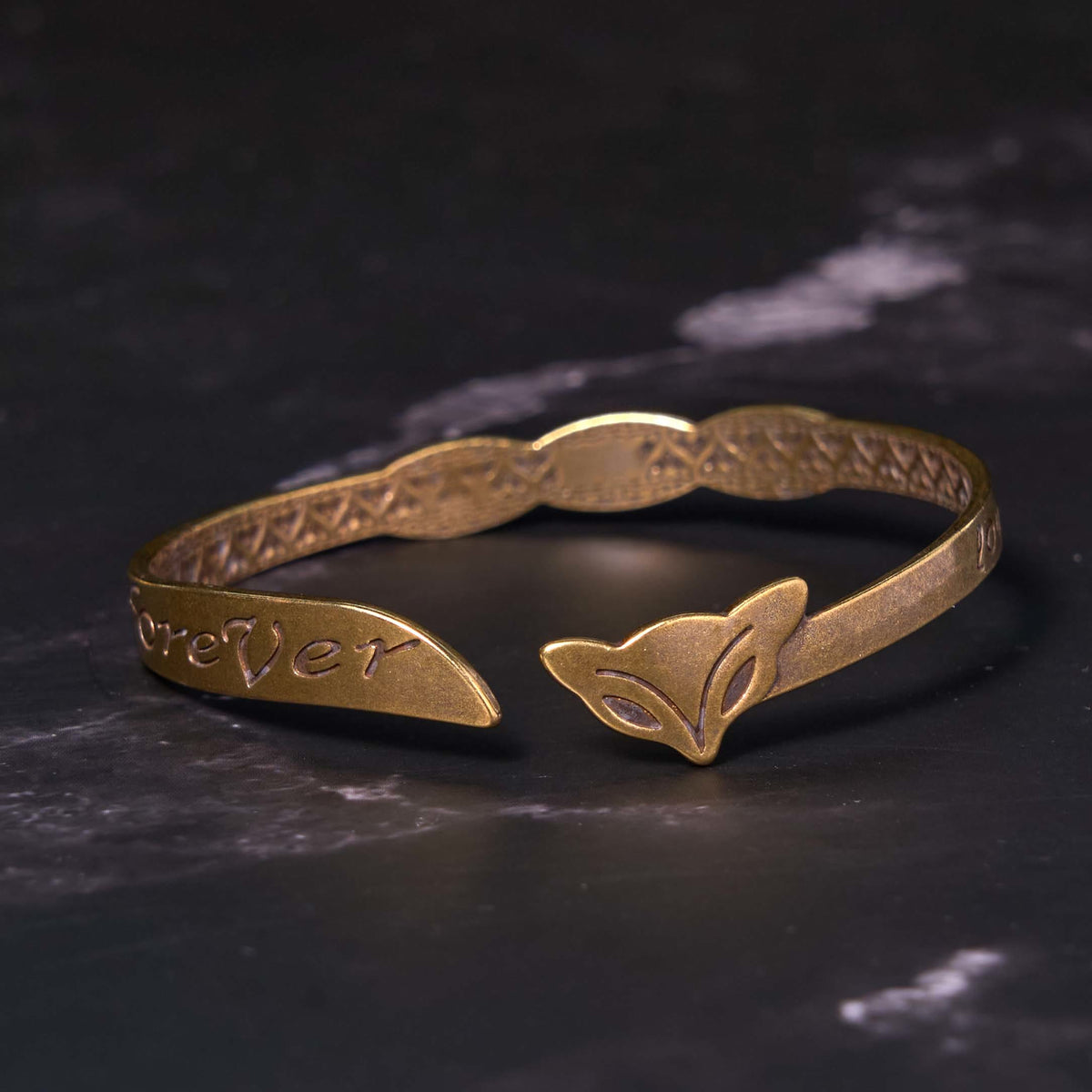Nimara Ritual Fox Head Copper Brass 'Love You Forever' Luck Self Care Bracelet Bangle