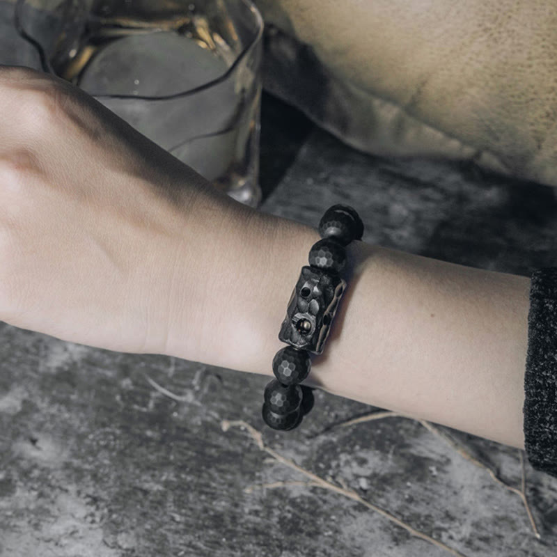 Nimara Ritual Matte Frosted Surface Black Onyx Ebony Protection Bracelet