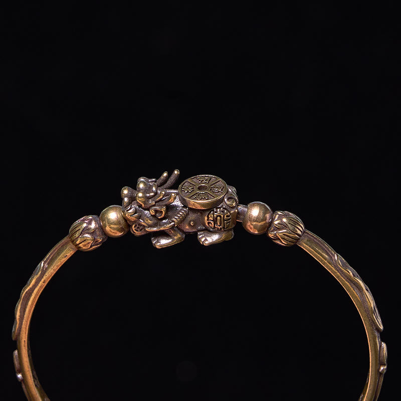Nimara Ritual Pi Xiu Carrying Coin Ingot Copper Brass Luck Wealth Bracelet Bangle