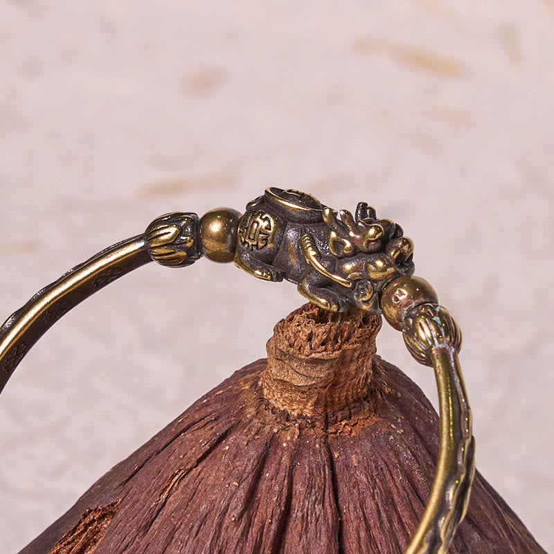 Nimara Ritual Pi Xiu Carrying Coin Ingot Copper Brass Luck Wealth Bracelet Bangle