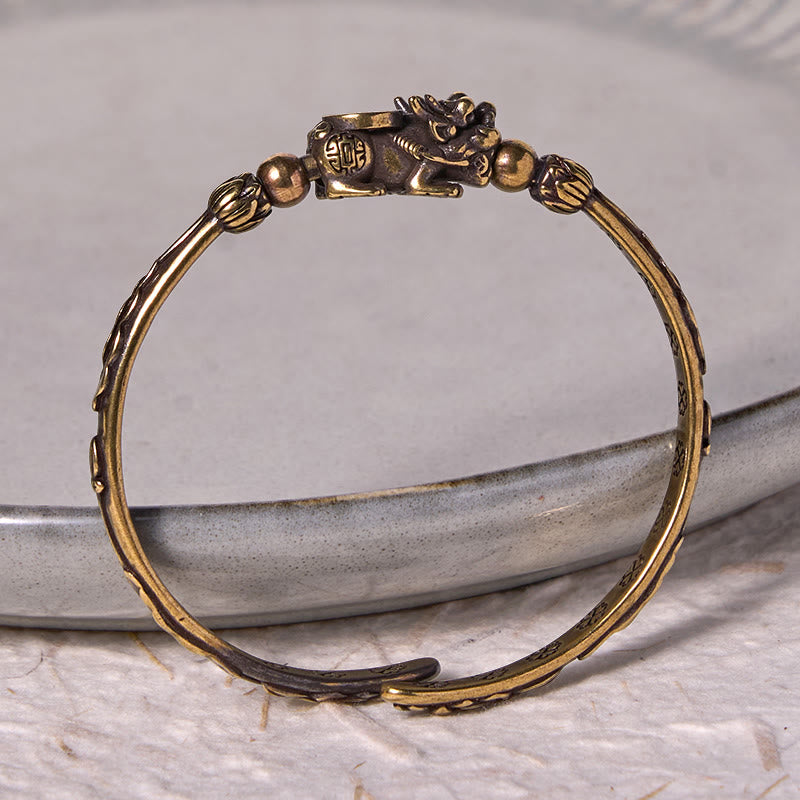 Nimara Ritual Pi Xiu Carrying Coin Ingot Copper Brass Luck Wealth Bracelet Bangle