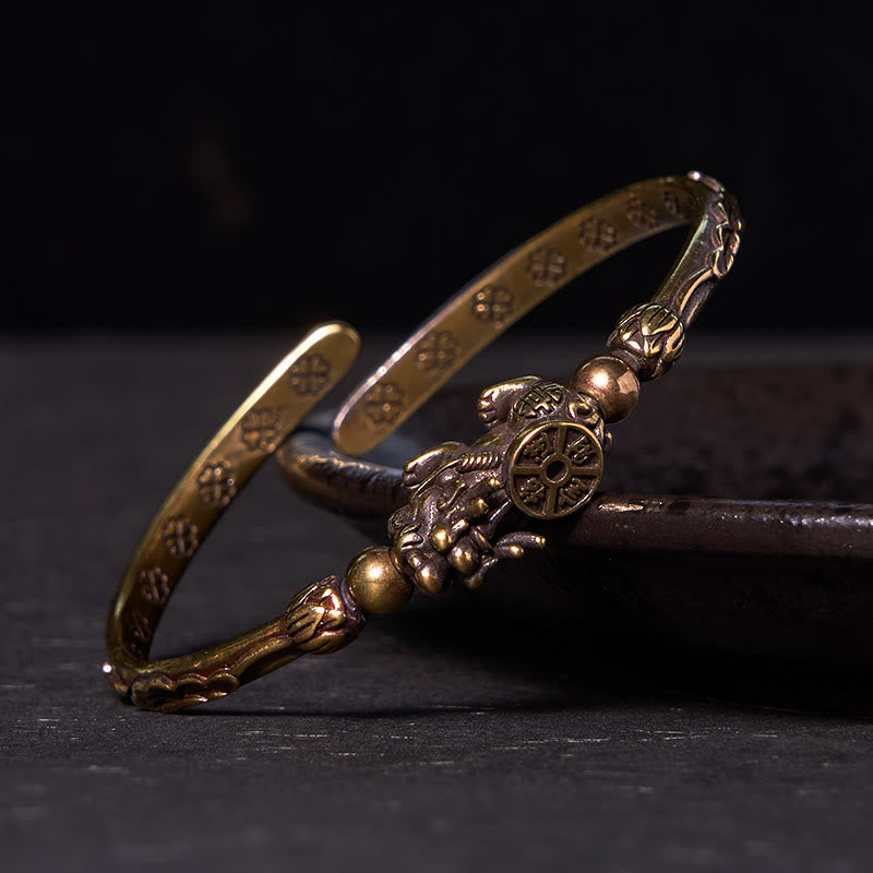 Nimara Ritual Pi Xiu Carrying Coin Ingot Copper Brass Luck Wealth Bracelet Bangle
