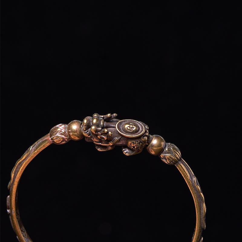 Nimara Ritual Pi Xiu Carrying Coin Ingot Copper Brass Luck Wealth Bracelet Bangle