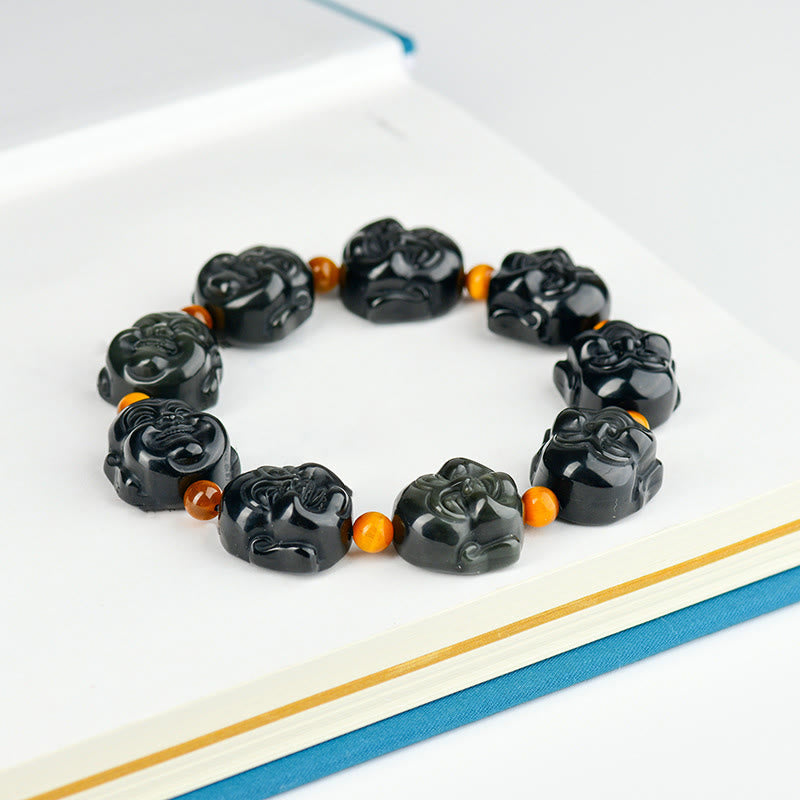 Nimara Ritual Rainbow Obsidian Laughing Buddha Positive Transformation Bracelet