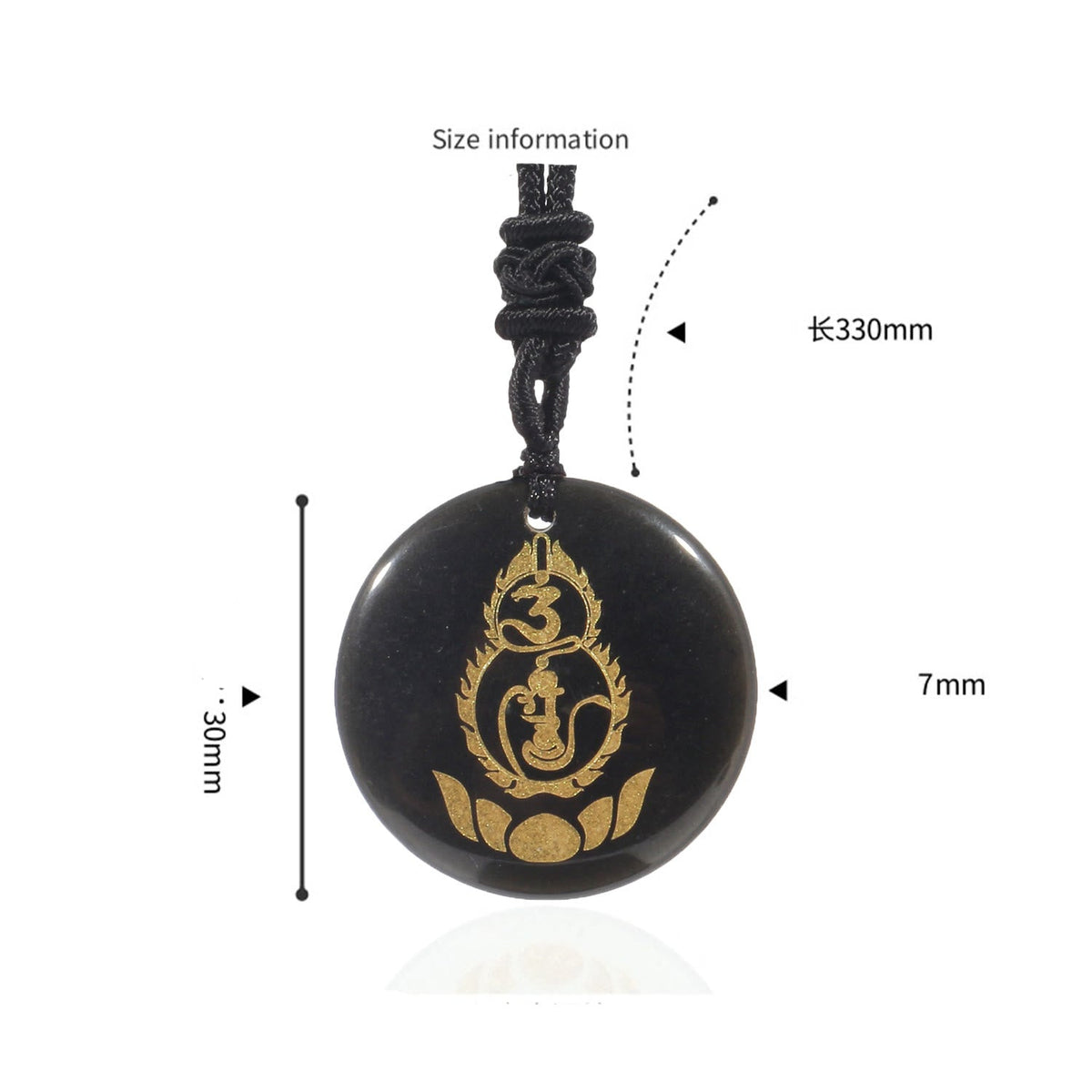 Nimara Ritual Gourd Lotus Pedestal Pattern Vajra Protection Mantra Natural Various Crystal Black Obsidian Fulfilment Necklace Pendant