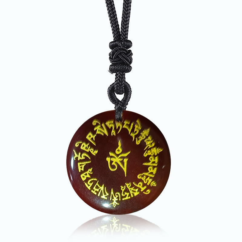 Nimara Ritual Fortune-gathering Mantra Natural Various Crystal Black Obsidian Fulfilment Necklace Pendant