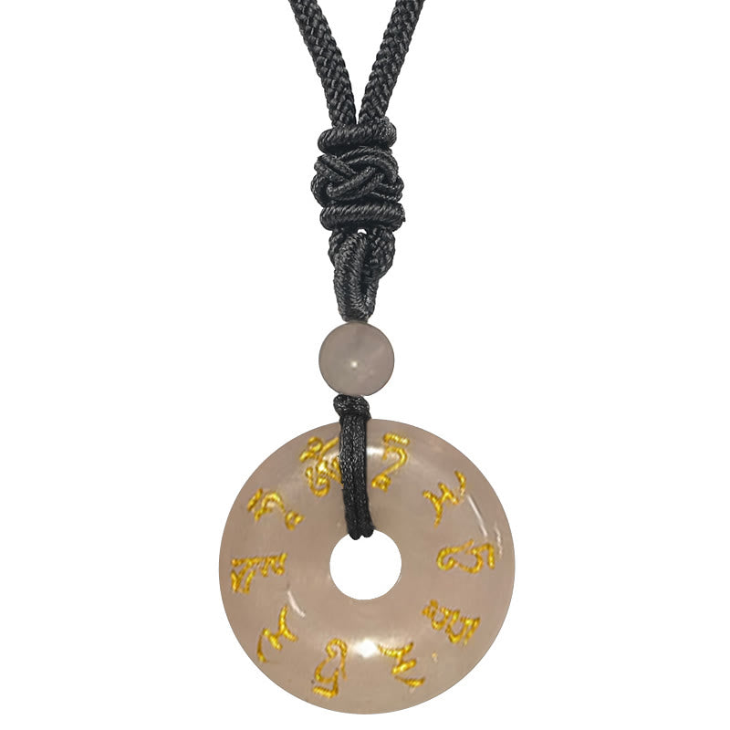 Nimara Ritual Green Tara Mantra Natural Various Crystal Black Obsidian Fulfilment Necklace Pendant