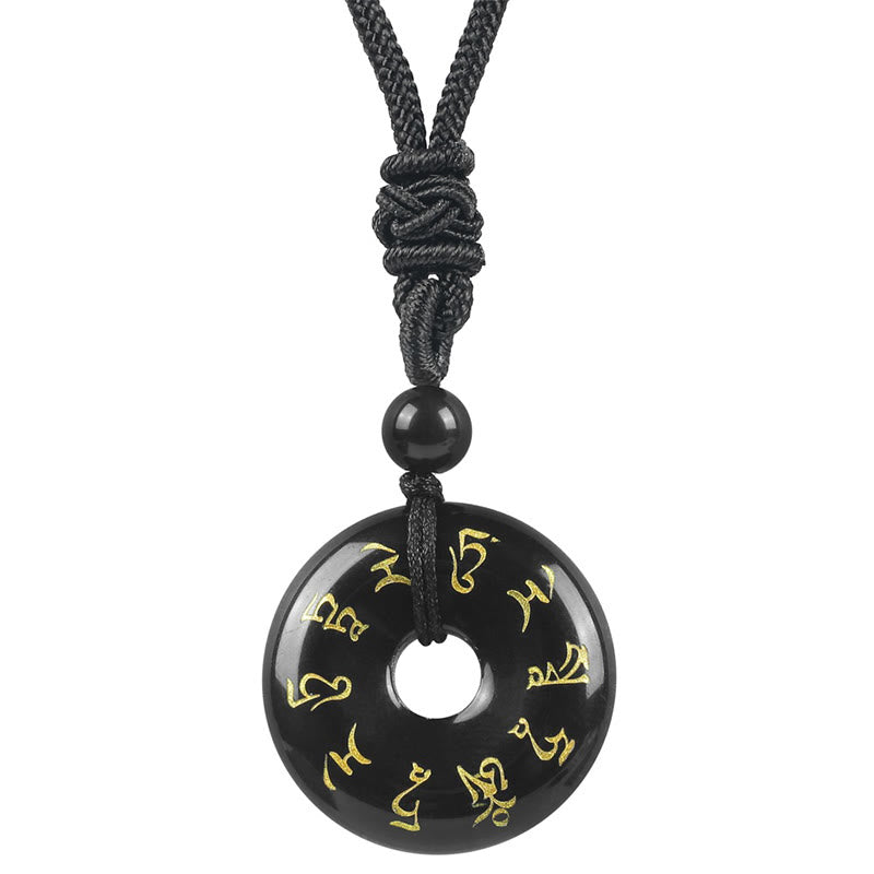 Nimara Ritual Green Tara Mantra Natural Various Crystal Black Obsidian Fulfilment Necklace Pendant