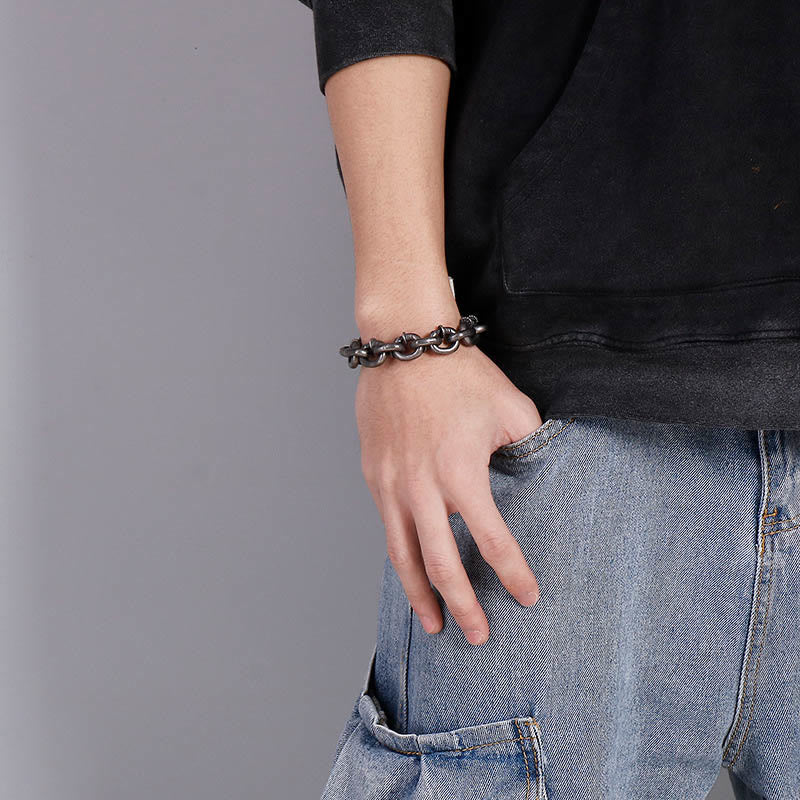 Nimara Ritual Square Rivets Titanium Steel Good Luck Balance Bracelet